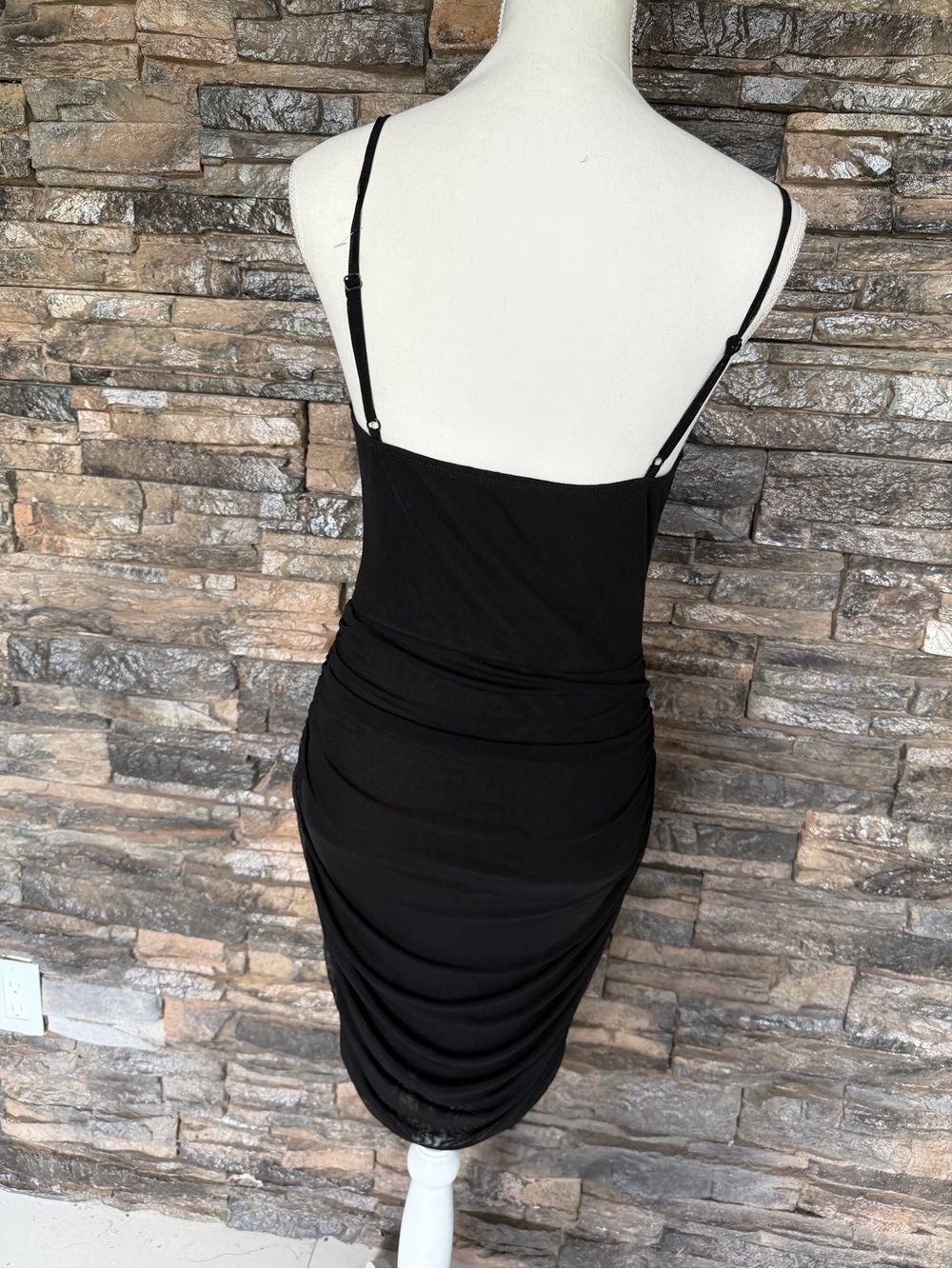 SHEIN Black Ruched Mesh Midi Skirt - Picture 9 of 12